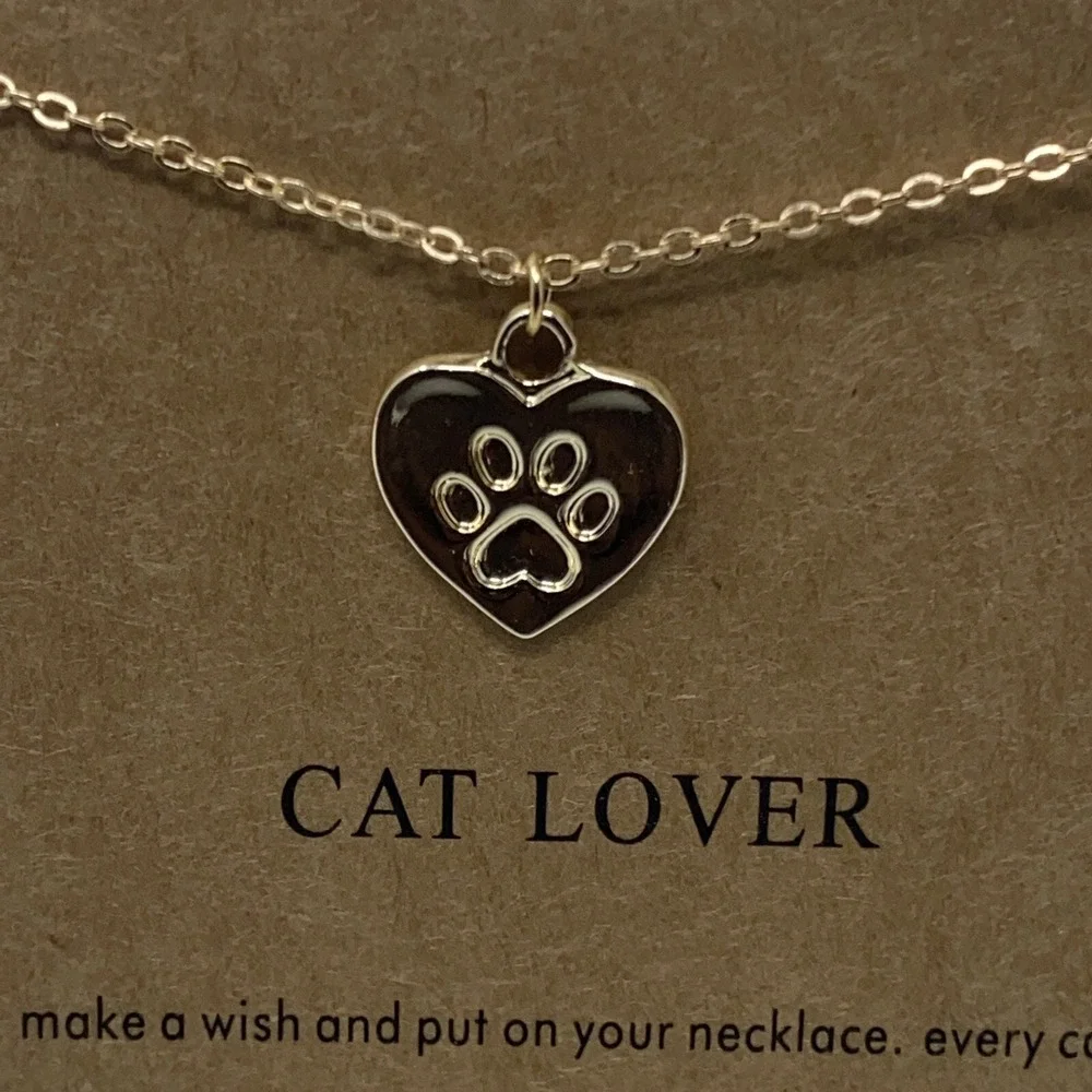 Cat Lover Paw Print Charm Gold Tone Fashion Necklace NWT